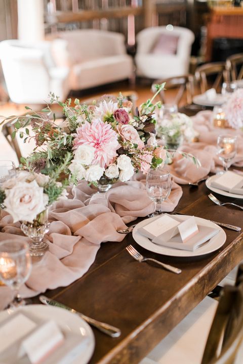 Photograph, Pink, Centrepiece, Flower, Rehearsal dinner, Table, Peach, Tablecloth, Textile, Furniture, 