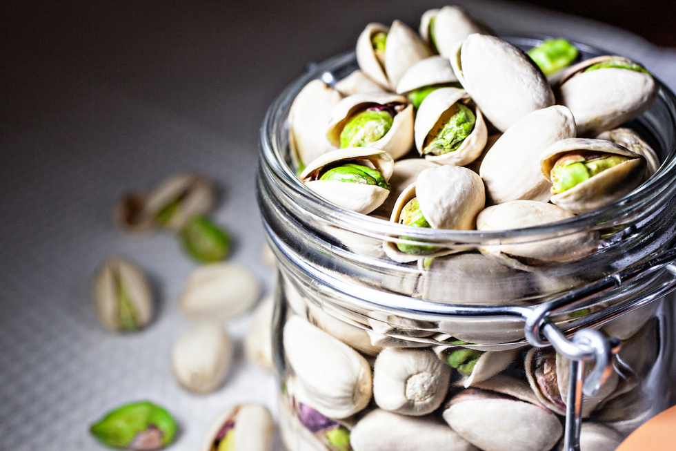 a jar of pistachios
