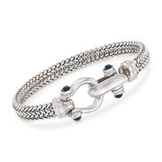 sterling silver bracelet with horsebit detailing for the clasp and four black onyx stones on amazon