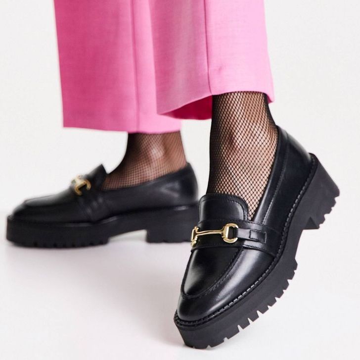 other stories leather chunky sole loafers in black