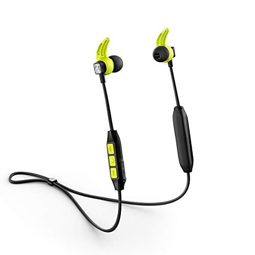 man using wireless earphones air pods on running outdoors active lifestyle concept