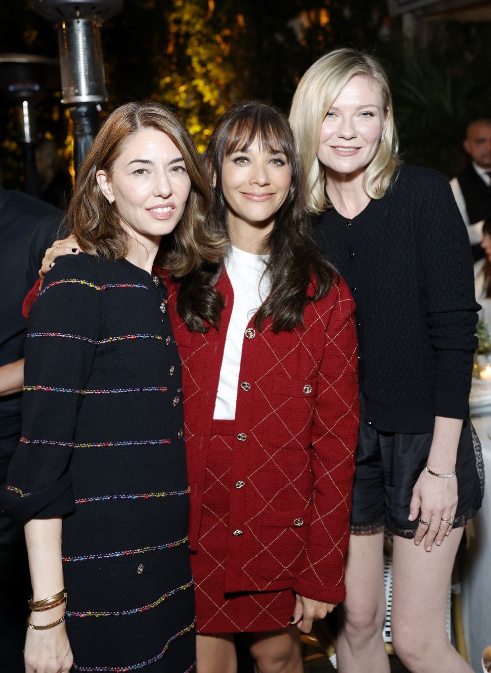 los angeles, california september 19 l r sofia coppola, rashida jones and kirsten dunst attend the chanel dinner to celebrate the launch of sofia coppola archive 1999 2023 at chateau marmont on september 19, 2023 in los angeles, california photo by stefanie keenanwireimage