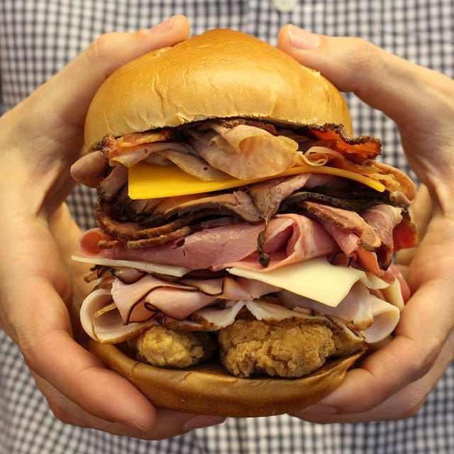 Food, Junk food, Dish, Hamburger, Fast food, Cuisine, Bacon sandwich, Ingredient, Burger king premium burgers, Bologna sandwich, 