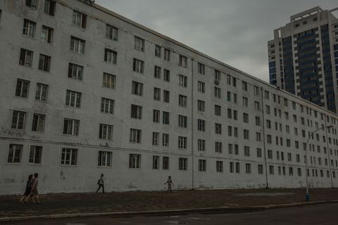 Forenzen voor een appartementencomplex in Pyongyang