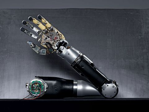 Deze bionische arm was de modernste geavanceerde technologie toen het in de editie van januari 2020 verscheen Twintig motoren zorgden ervoor dat het werkte en het bevatte sensoren die ervoor zorgden dat de gebruiker aanraking kon registreren