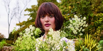 hay fever   model with flowers