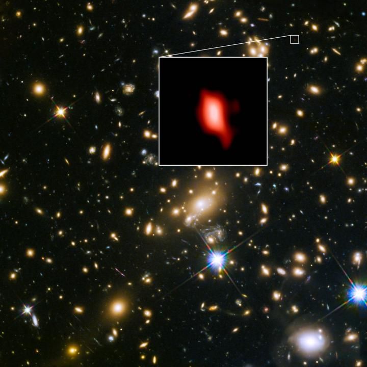 MACS1149-JD1, seen as it was 13.3 billion years ago