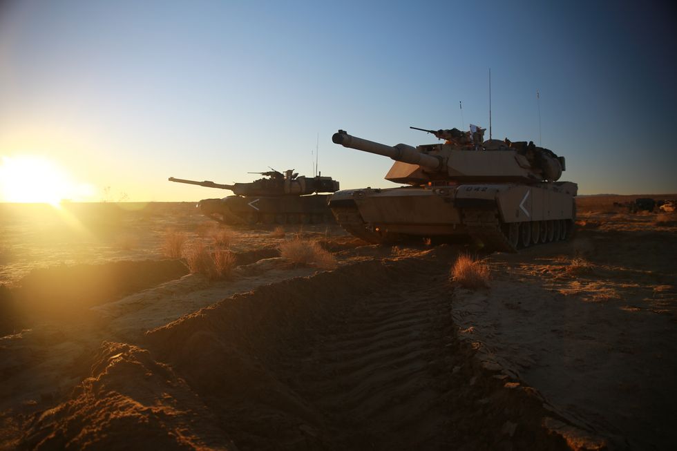 m1 abrams sit in defensive positions before conducting a mechanized assault during steel knight 2015 aboard marine corps air ground combat center twentynine palms, dec 13, 2014 sk15 is an annual exercise designed to train and prepare the 1st marine division for deployment as the ground combat element gce of a marine air ground task force magtf