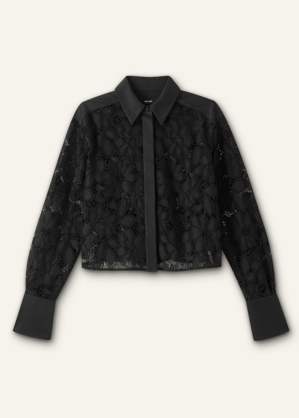 me and em guipure lace crop shirt