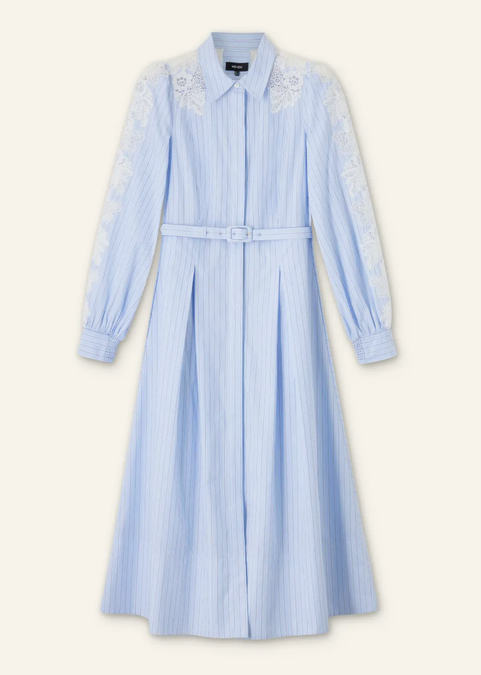 me and em cotton stripe midi shirt dress