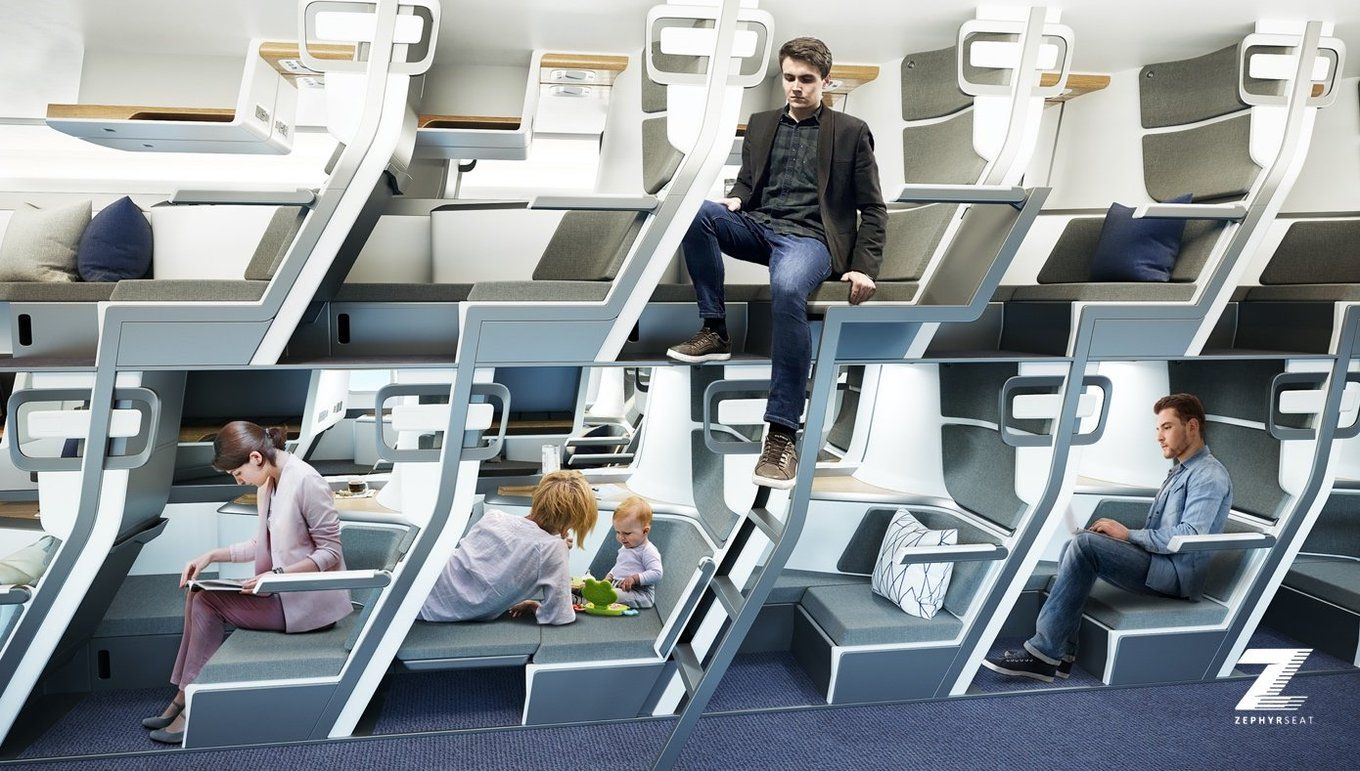 Questi sedili singoli su due piani sono il futuro (molto più comodo) dei  voli di linea?