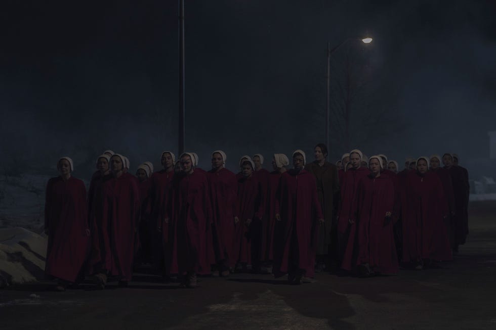 the handmaid's tale “execution” june faces her biggest challenge as gilead cracks down on the rebels. (disney/steve wilkie)madeline brewer, samira wiley, d’arcy carden