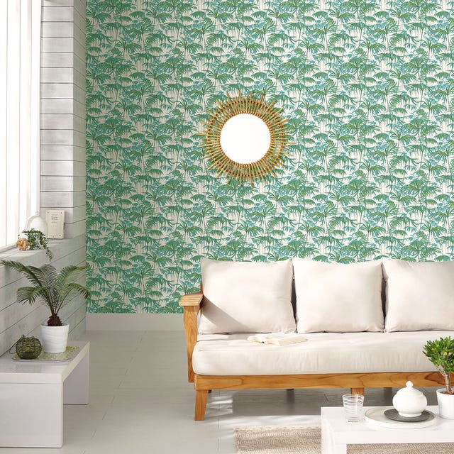 Papel pintado con estampado tropical