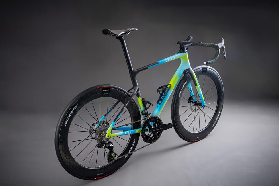 sleek race bike in a photo studio
