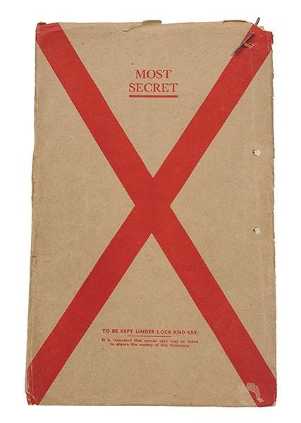 Een Top Secretmap van het type dat door de geallieerde planners van Operation Overlord werd gebruikt