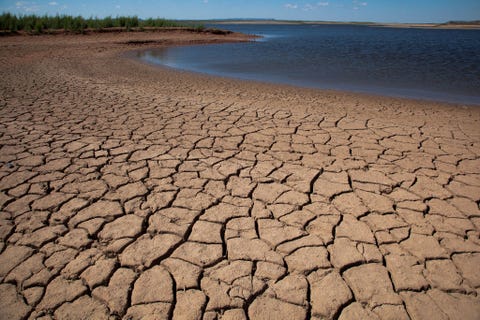 Het EV Spence Reservoir in Robert Lee in de staat Texas na een langdurige periode van droogte
