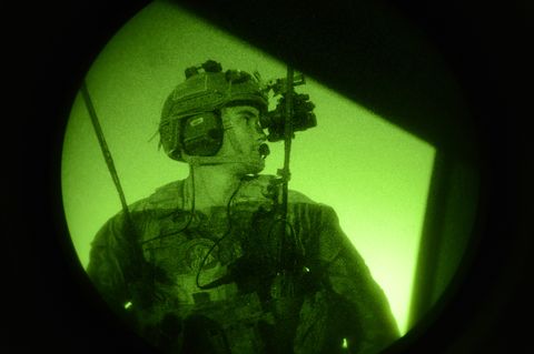 a member of the 21st special tactics squadron uses night vision goggles to navigate to the forward area refueling point during emerald warrior 2015 at eglin air force base, fla, april 21, 2015 emerald warrior is the department of defense's only irregular warfare exercise, allowing joint and combined partners to train together and prepare for real world contingency operations us air force photo by senior airman keith jamesreleased