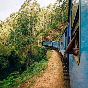 de trein van kandy naar ella in sri lanka slingert door weelderig groene jungles