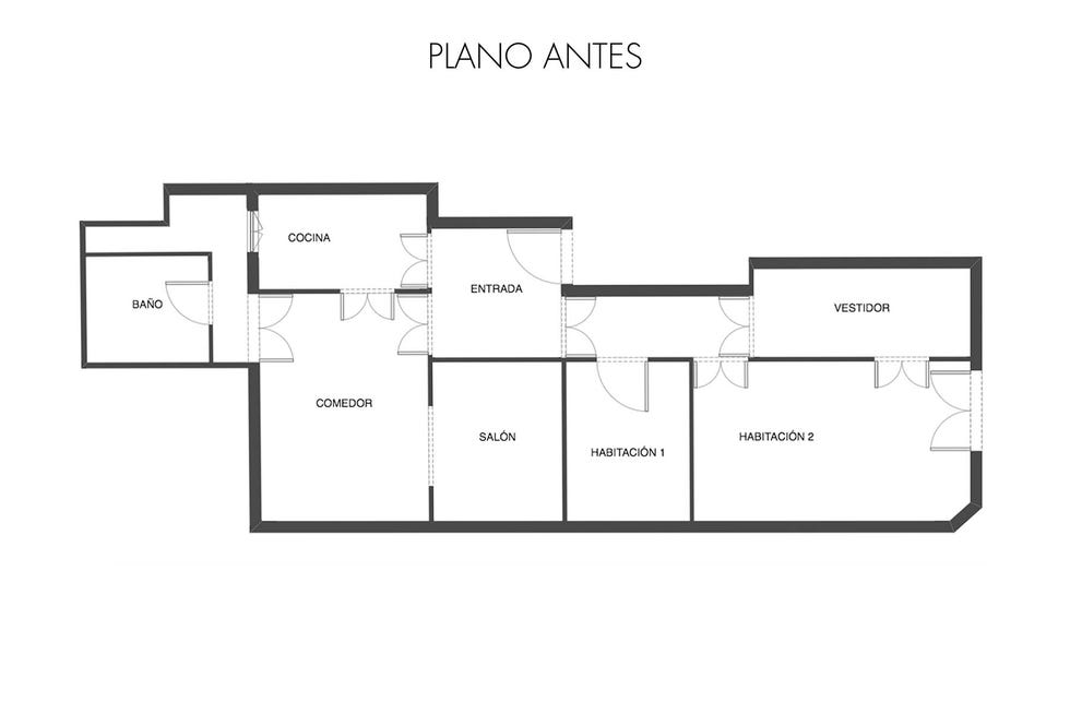 Piso reformado en Barcelona: ANTES: Plano.