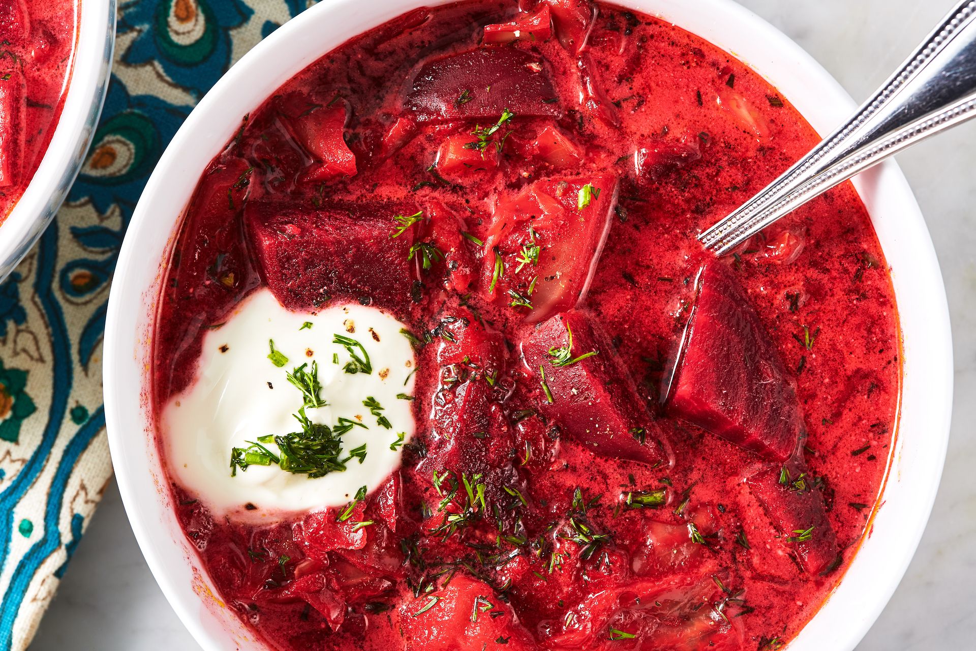 Beet Soup with Cheese Balls recipe