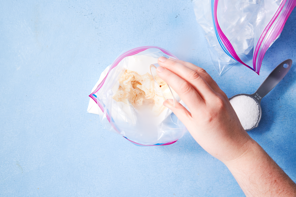 Put the ice cream on ziplock bag or grocery bag to avoid a freezer burn and  also makes the ice cream easier to scoop. (My pastry chef told me this 😀) 