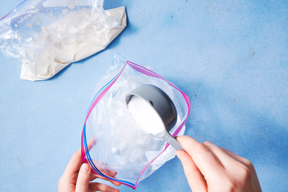 Put the ice cream on ziplock bag or grocery bag to avoid a freezer burn and  also makes the ice cream easier to scoop. (My pastry chef told me this 😀) 