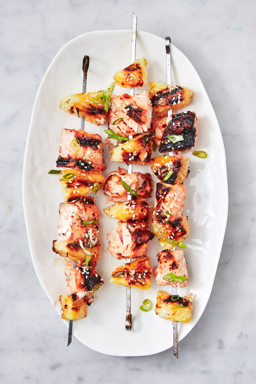 pineapple salmon skewers   delishcom