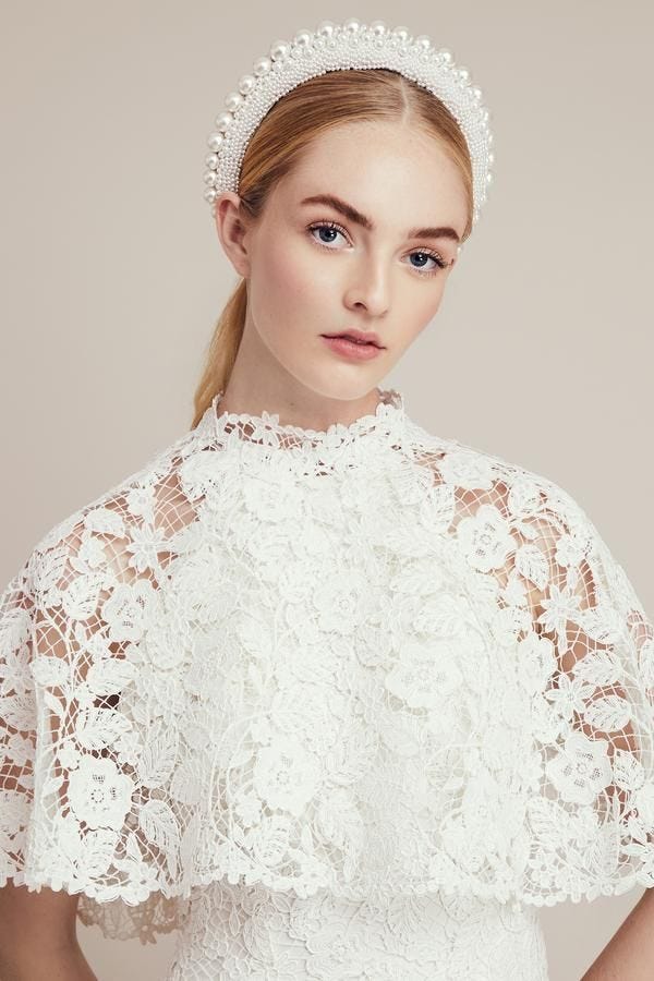 Clothing, Hair, Wedding dress, Dress, Bridal accessory, Headpiece, Lace, Hair accessory, Beauty, Hairstyle, 