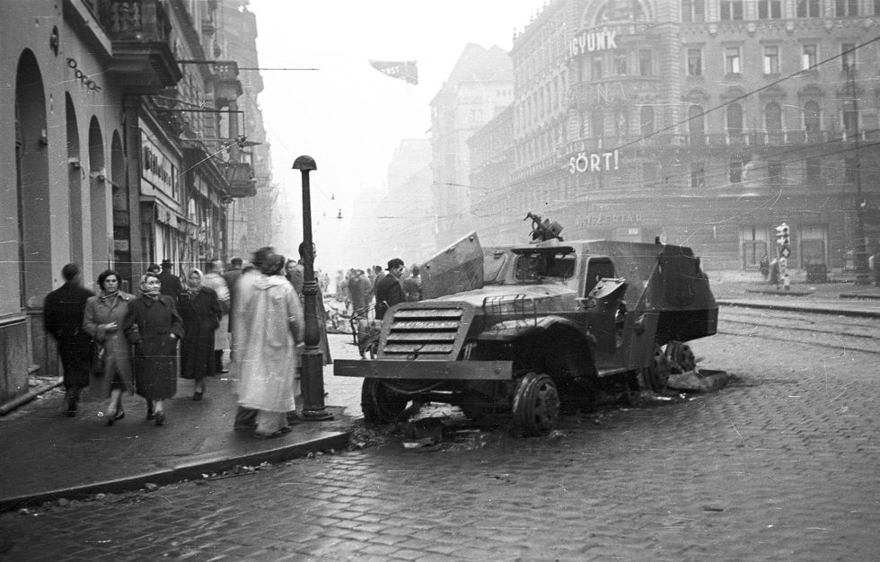 btr 152 knocked out during the hungarian revolution of 1956