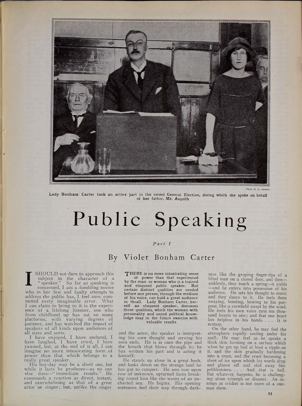 article about public speaking featuring lady bonham carter