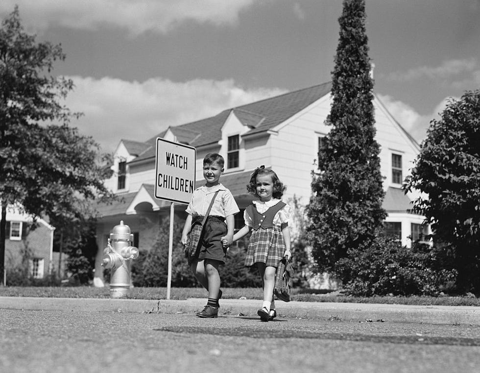 Boy and Girl Walk to School