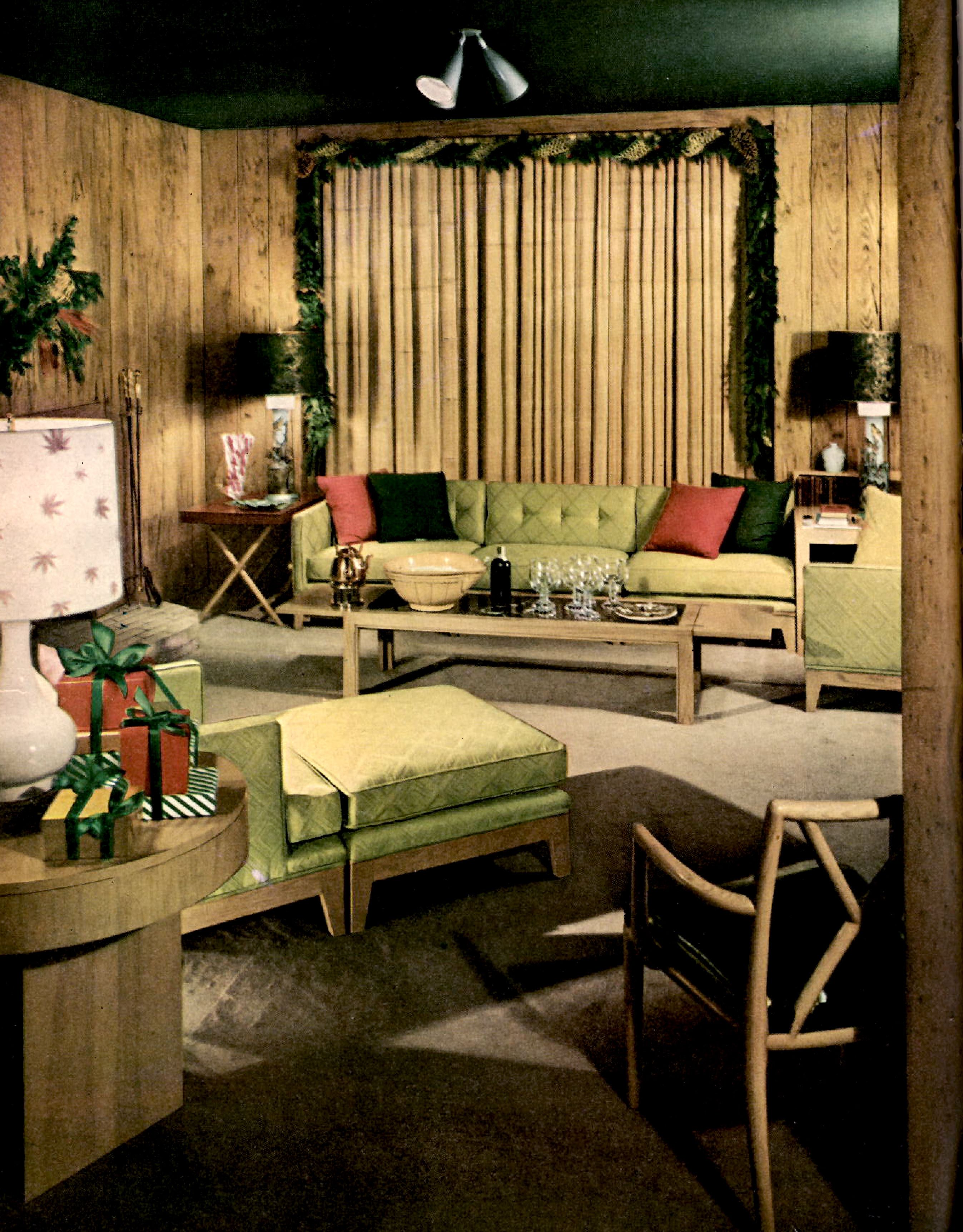 1960s living room christmas wallpaper