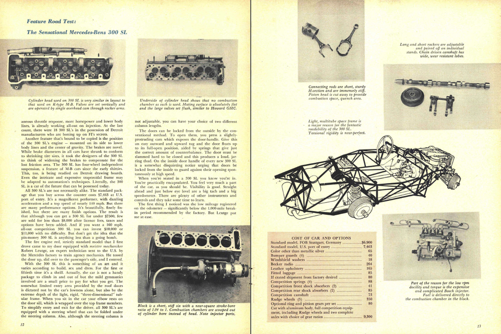 1956 mercedes benz 300 sl    sci, april 1956, spread 2