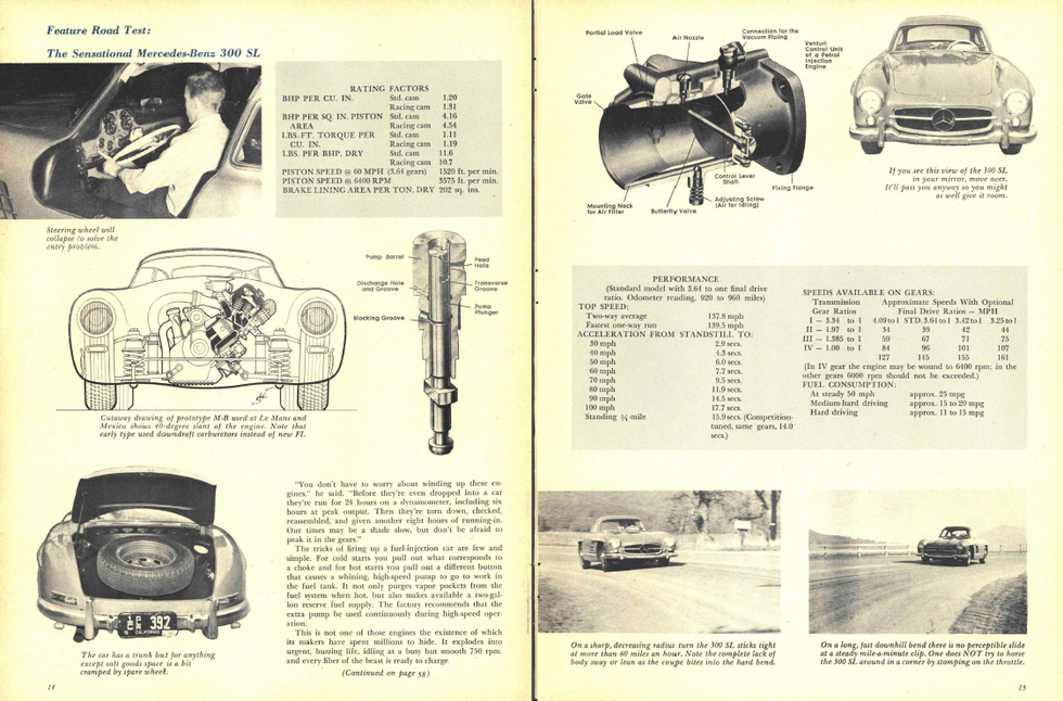 1956 mercedes benz 300 sl   sci, april 1956, spread 3