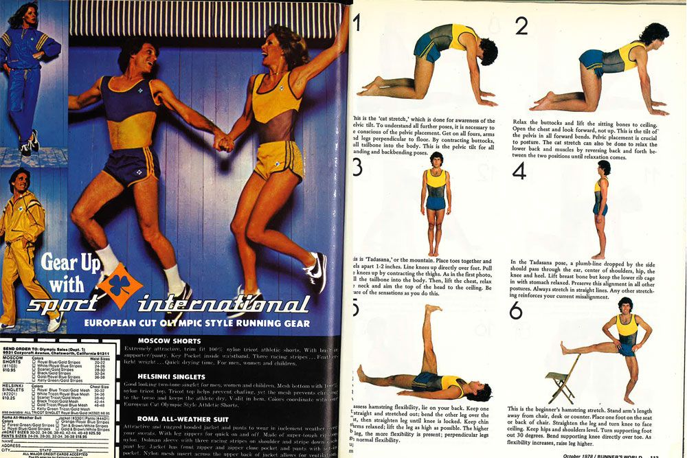 old running gear and stretches 