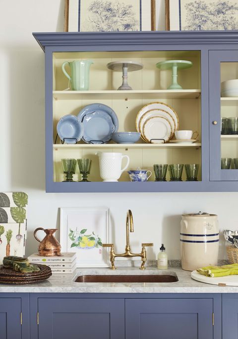 Shelf, White, Room, Green, Furniture, Cabinetry, Blue, Kitchen, Hutch, Countertop, 