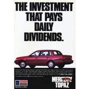 1989 Mercury Topaz Magazine Advertisement 1989 mercury topaz magazine advertisement