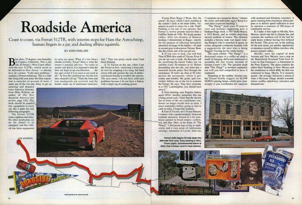 car and driver, august 1992 roadside america, spread 1
