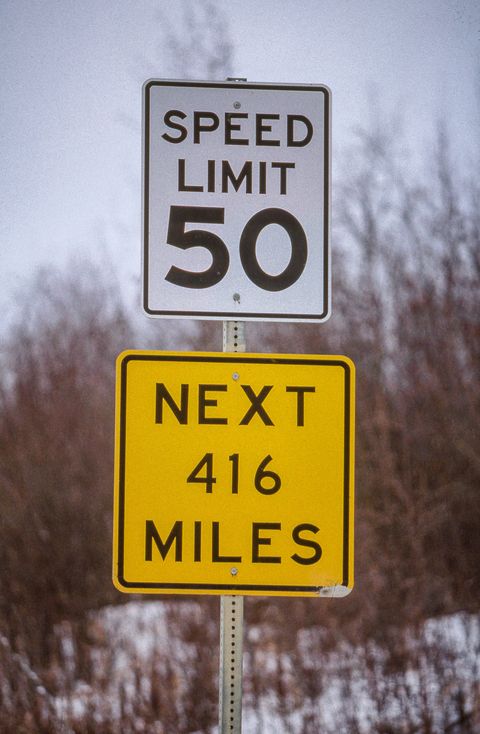 speed limit sign off dalton highway, alaska