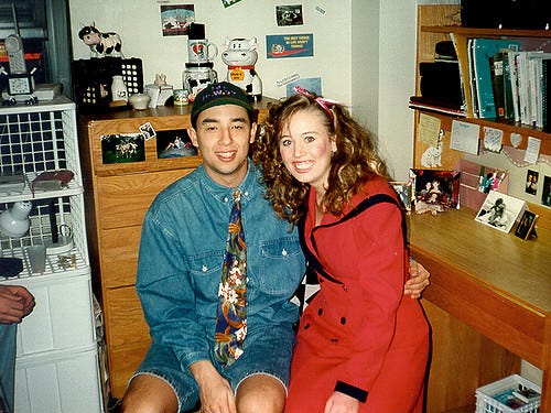 Cara and Rob in dorm room 1993