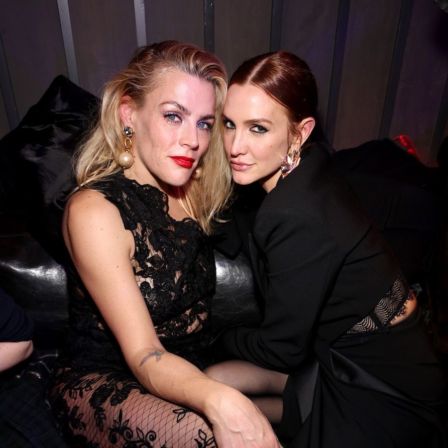 new york, new york february 08 l r busy philipps and ashlee simpson attend the after party for the christian siriano fallwinter 2024 fashion show at artspace at public hotel on february 08, 2024 in new york city photo by jamie mccarthygetty images for christian siriano