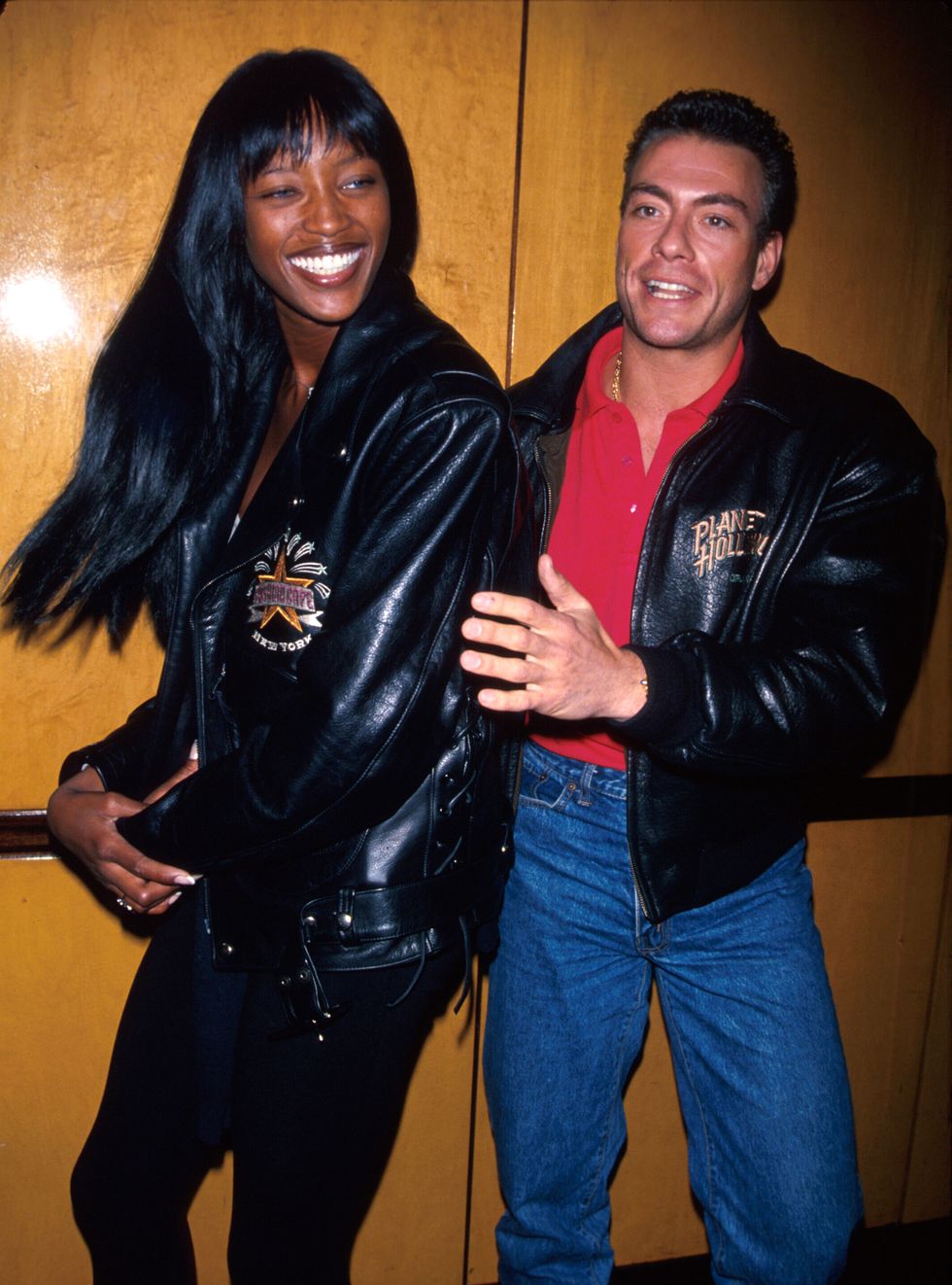 fashion model naomi campbell with actor jean claude van damme at planet hollywood  photo by dave alloccadmithe life picture collection via getty images