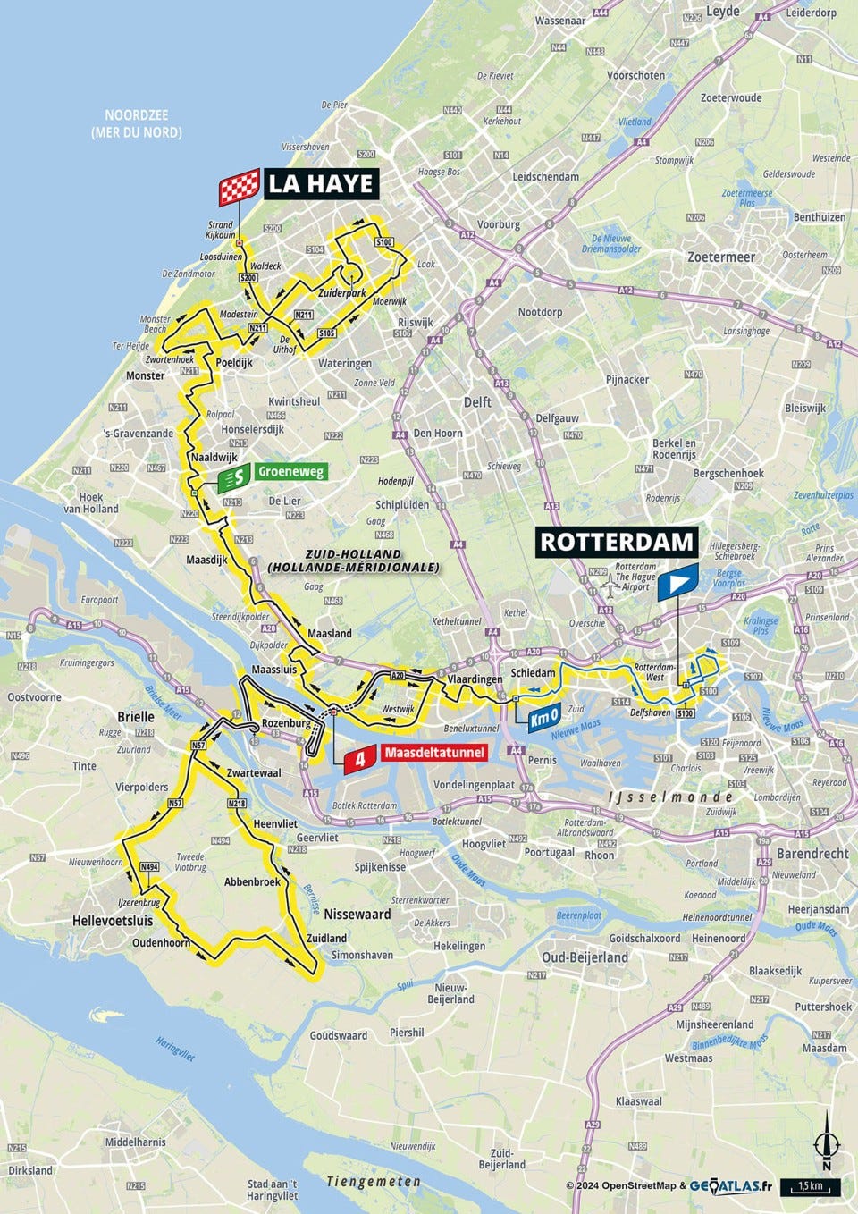 course map of stage 1 of the 2024 tour de france femmes