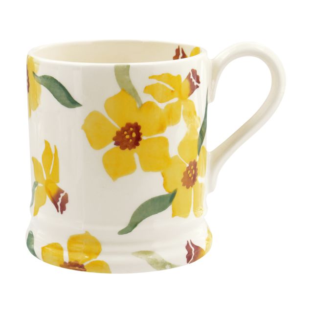 Mug, Drinkware, Yellow, Porcelain, Tableware, Dishware, Ceramic, Serveware, Leaf, Wildflower, 