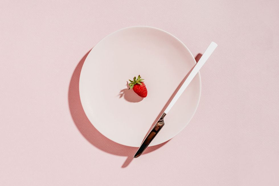Strawberry, Strawberries, Plate, Still life photography, Fork, Illustration, Food, Tableware, Cutlery, 