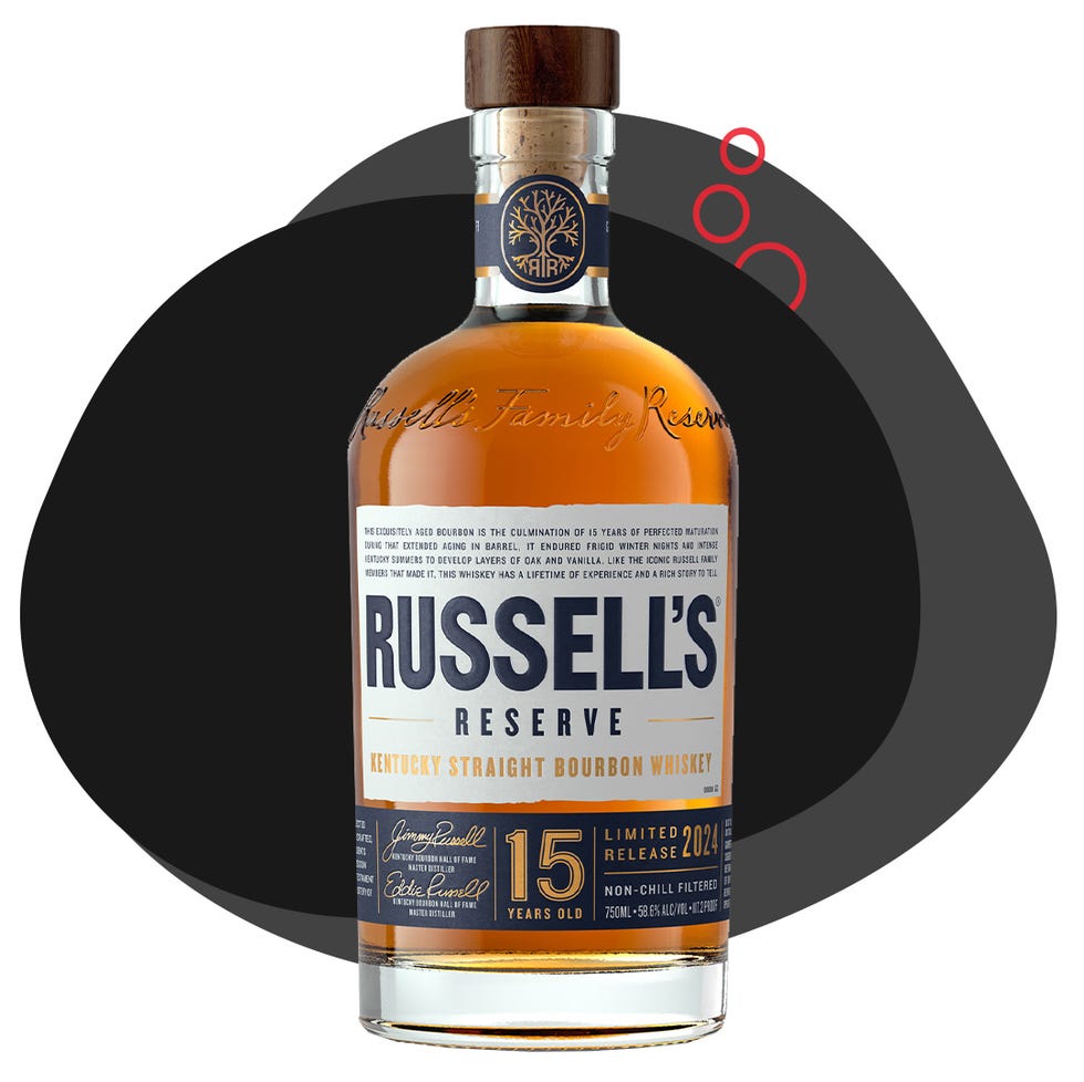 bottle of russells reserve kentucky straight bourbon whiskey