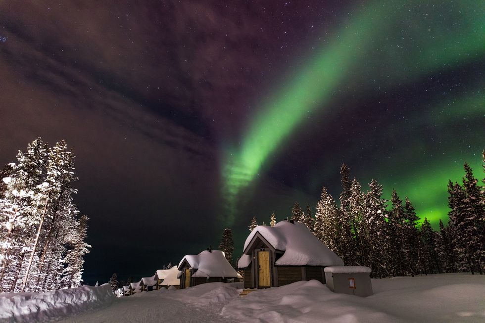 Aurora, Sky, Nature, Winter, Green, Night, Freezing, Tree, Snow, Atmosphere, 