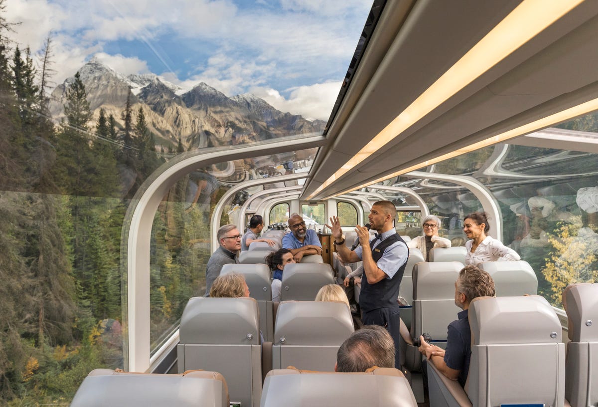 Rocky Mountaineer train has glass roof for the best rail views