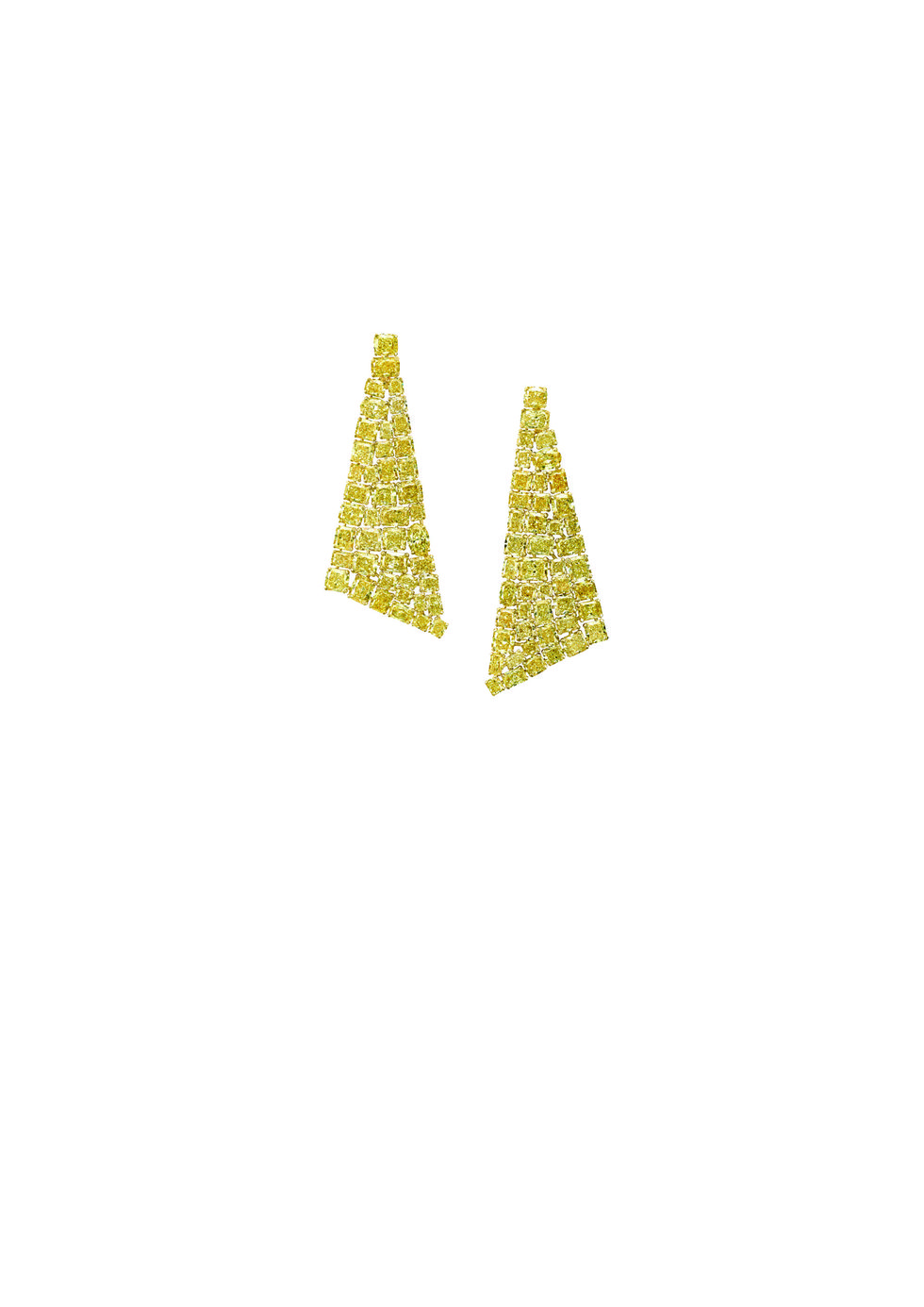 Earrings, Yellow, Triangle, Triangle, Cone, Fashion accessory, Jewellery, Metal, 