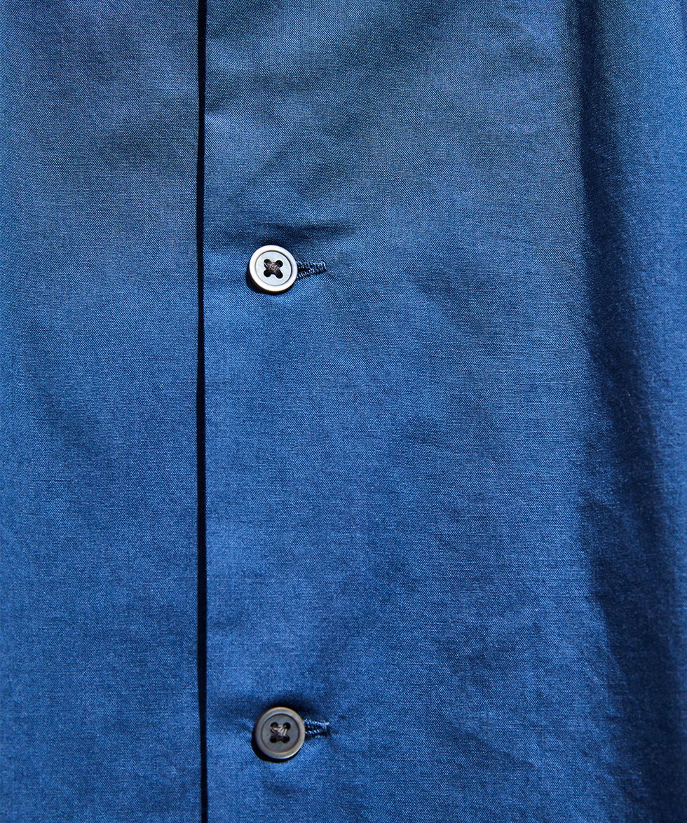 Blue, Button, Clothing, Collar, Cobalt blue, Denim, Azure, Dress shirt, Electric blue, Outerwear, 